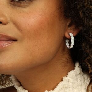 Melinda Maria Oh She Fancy Opal Silver Hoops 1" Earrings New - FIRM ✨️